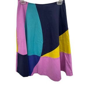 Boden Multicolor A-Line Skirt - Pink, Teal, Navy, Yellow